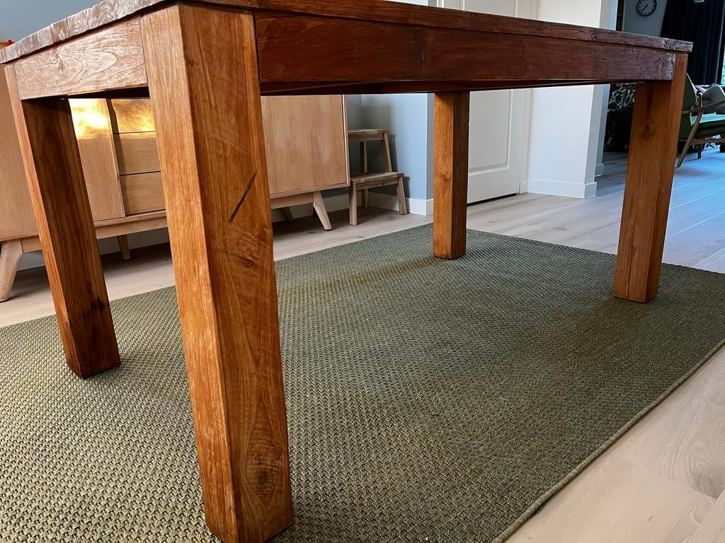 Doorleefde Teakhouten Eettafel - 160x90 cm, Ophalen, Gebruikt, Teakhout, 50 tot 100 cm
