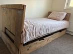 Stoer bed geschuurd steigerhout met lades, Huis en Inrichting, Slaapkamer | Bedden, Ophalen, Gebruikt, 90 cm, Eenpersoons