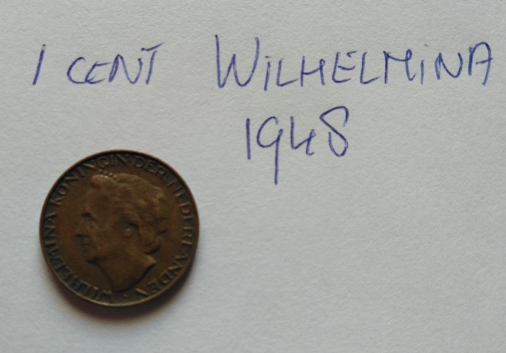 1 cent Wilhelmina 1948 ( 13 stuks ), Ophalen of Verzenden, Koningin Wilhelmina, 1 cent, Losse munt
