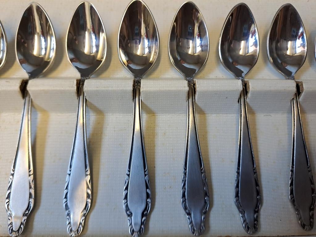 Vintage Sola massief theelepeltjes x12, Antiek en Kunst, Antiek | Bestek, Ophalen of Verzenden