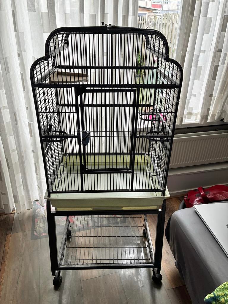 Vogelkooi Strong Gaia voor papagaai en parkiet met onderstel, Ophalen, Metaal, Vogelkooi