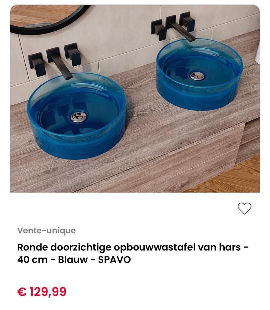 Ronde doorzichtige opbouwwastafel, Huis en Inrichting, Badkamer | Badkamermeubels, Ophalen, Minder dan 50 cm, Nieuw, Minder dan 100 cm