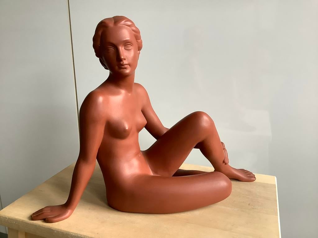 Beeld vrouw naaktfiguur Cortendorf Strunz keramiek kunst art, Ophalen of Verzenden, 20 - 50 cm, Steen of Keramiek, Beeld