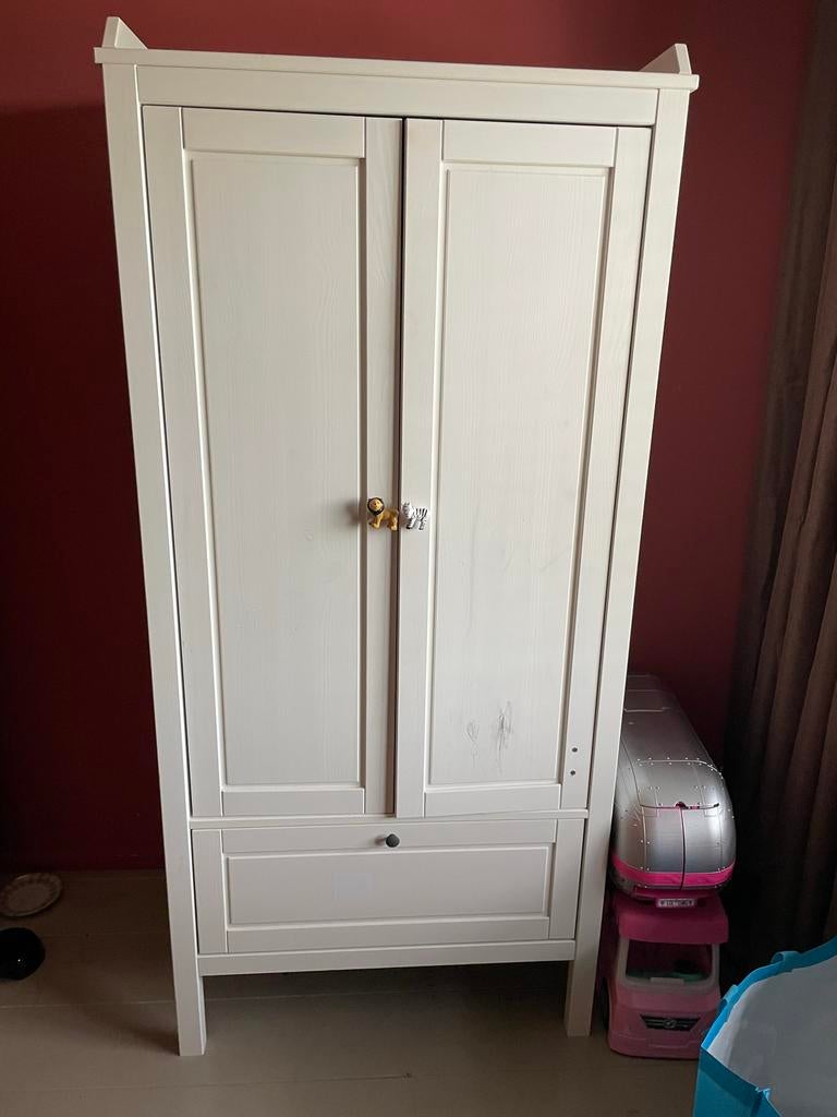 Witte kledingkast met lade, Huis en Inrichting, Kasten | Kledingkasten, Ophalen, Gebruikt, 50 tot 100 cm, Met lade(s)