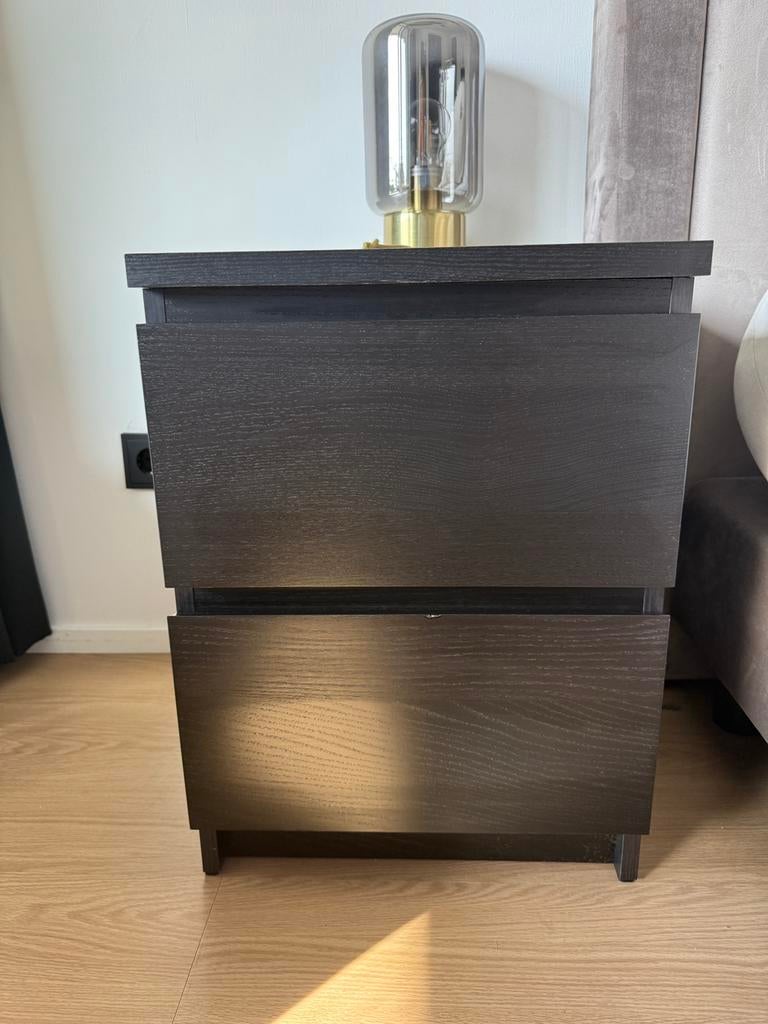 Nachtkastje zwart Ikea MALM, Huis en Inrichting, Ophalen, Zo goed als nieuw, Minder dan 45 cm, Minder dan 55 cm