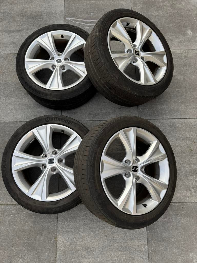 Seat velgen (Origineel) met Continental zomerbanden, Ophalen, Gebruikt, Banden en Velgen, 17 inch