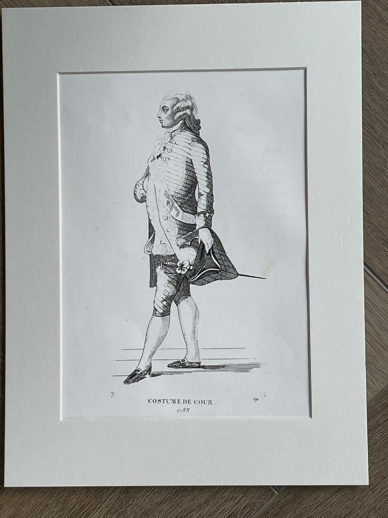 1852 Oud kostuum / Franse tekst - UNIEK P0667-02, Antiek en Kunst, Ophalen of Verzenden, Ets, 1800 - 1899