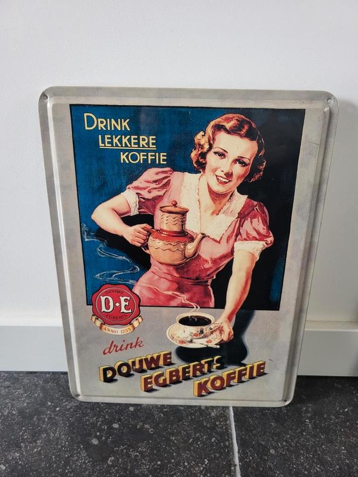 Douwe Egberts Wandbord - Drink Lekkere Koffie, Antiek en Kunst, Antiek | Wandborden en Tegels, Ophalen of Verzenden