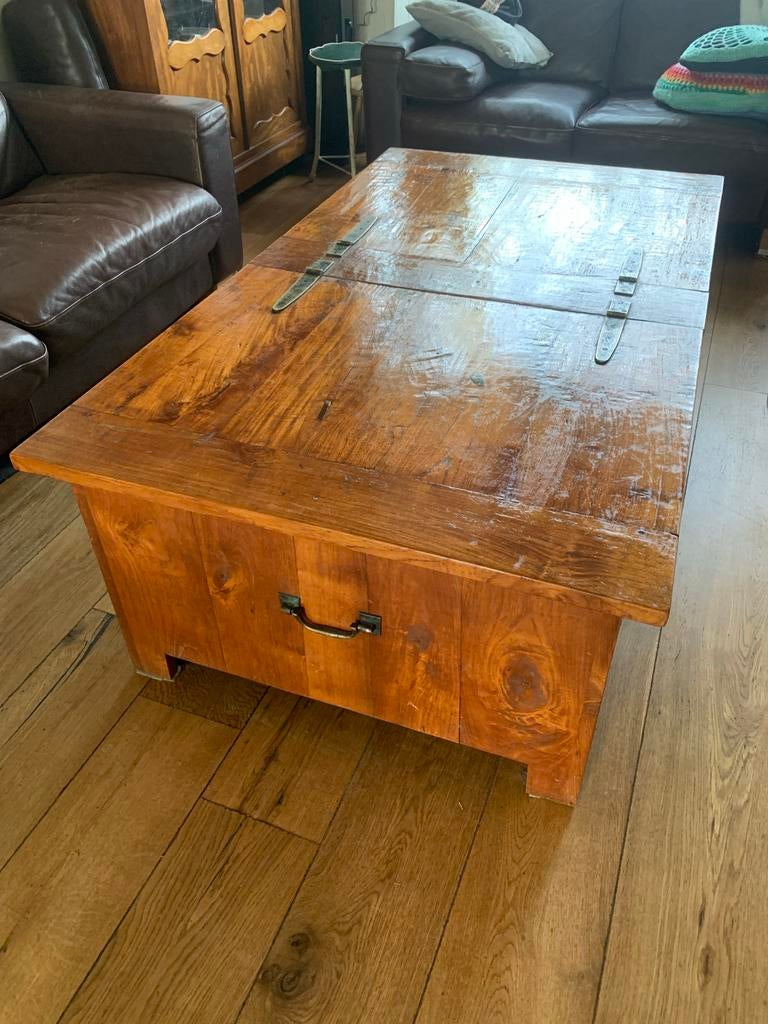 Salon tafel kist, Huis en Inrichting, Tafels | Salontafels, Ophalen, Gebruikt, 100 tot 150 cm, Eikenhout