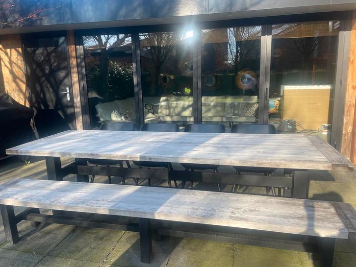 Hartman tuinset Sophie: eettafel 300x100, 4 stoelen, bank, Tuin en Terras, Tuinsets en Loungesets, Gebruikt, Tuinset, Hout, Meer dan 8 zitplaatsen