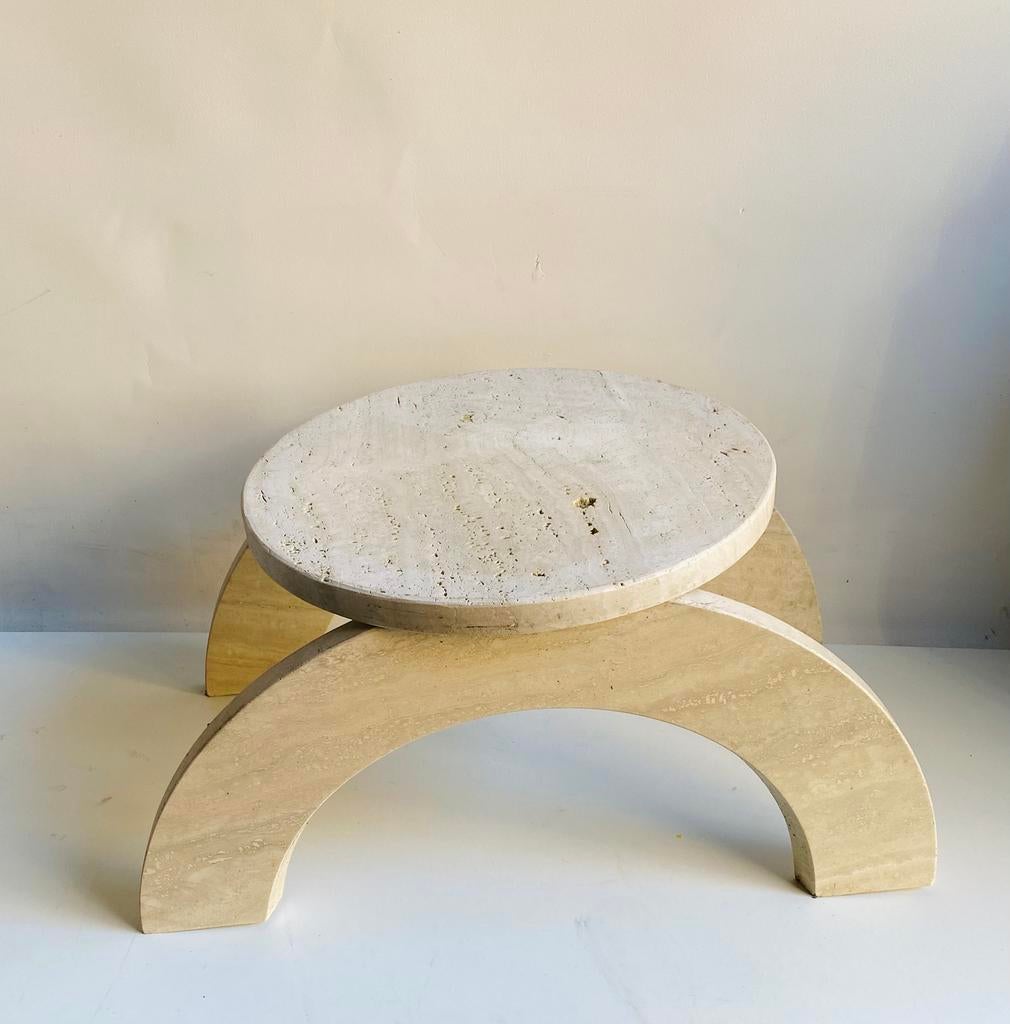 Travertin buiten tafel / bijzettafel Brutalist , jaren 80, Ophalen, Overige materialen, Gebruikt, Onbekend