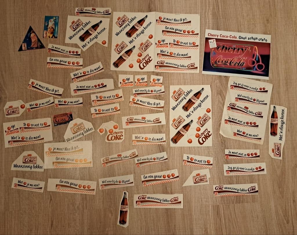Lotje vintage stickers Cherry Coke Coca-Cola merk, Ophalen of Verzenden, Zo goed als nieuw
