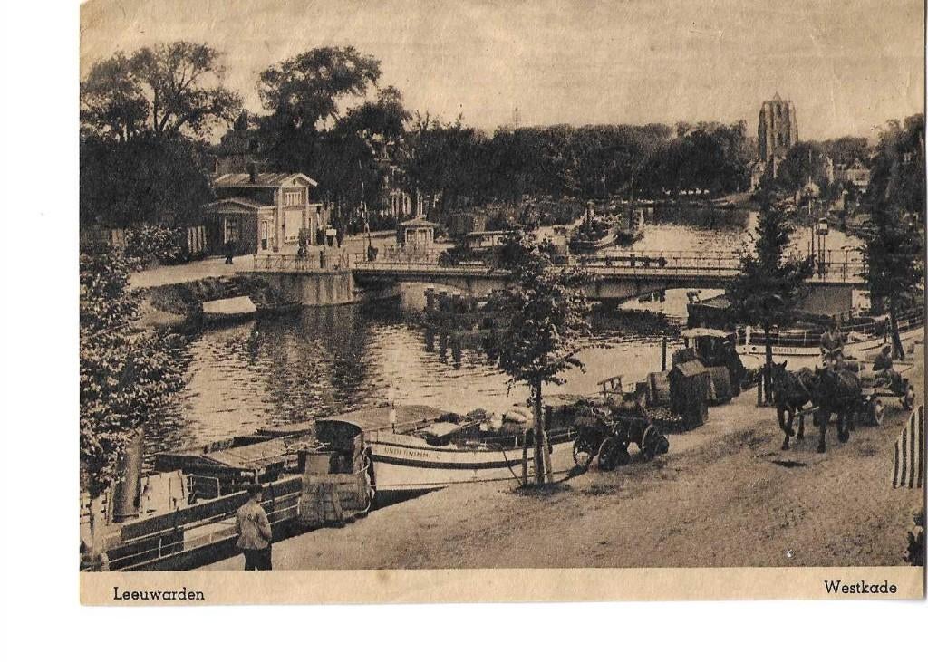 leeuwarden  westkade  1940  binnenvaart, Verzamelen, Verzenden, Zo goed als nieuw, Voor 1940, Prent