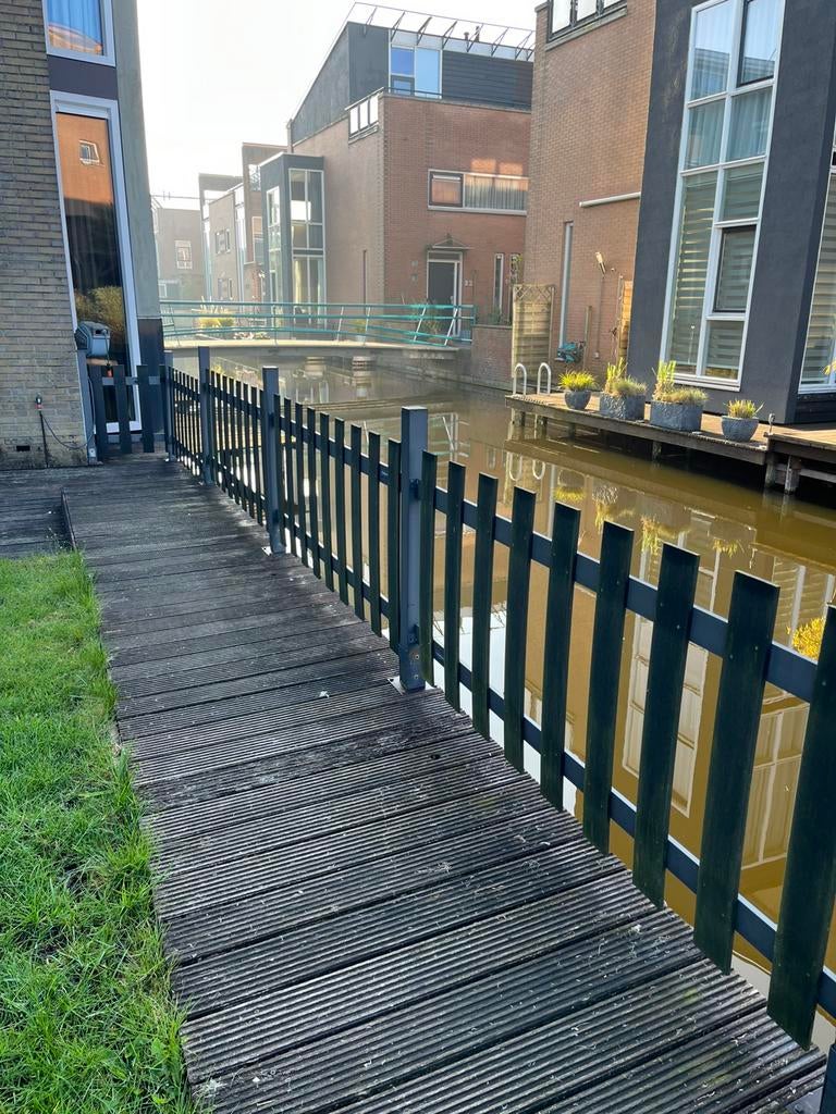 Antraciet hekwerk Elephant (composiet) – compleet met poort, Ophalen, Met poort, Dubbelstaafmat hekwerk, Zo goed als nieuw