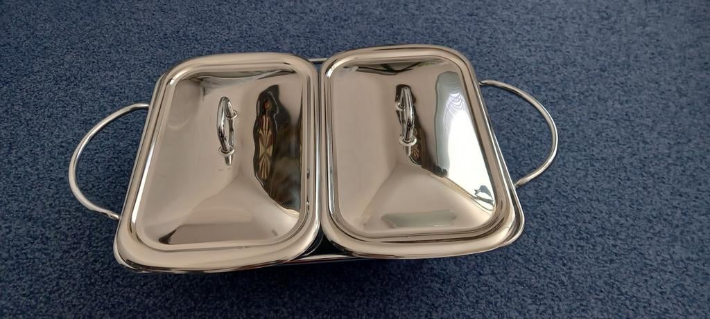 Rechaud Marinex met twee glazen schalen (warmhoudbakken), Huis en Inrichting, Keuken | Keukenbenodigdheden, Ophalen of Verzenden