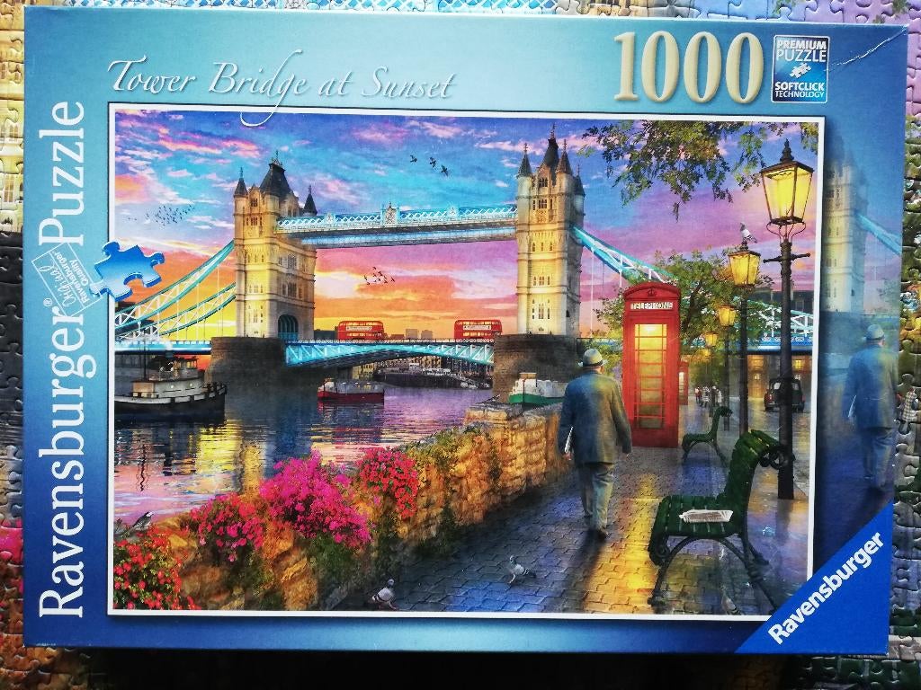 Puzzel 1000 stukjes: Tower Bridge in het Avondrood, Ophalen of Verzenden, 500 t/m 1500 stukjes, Gebruikt, Legpuzzel