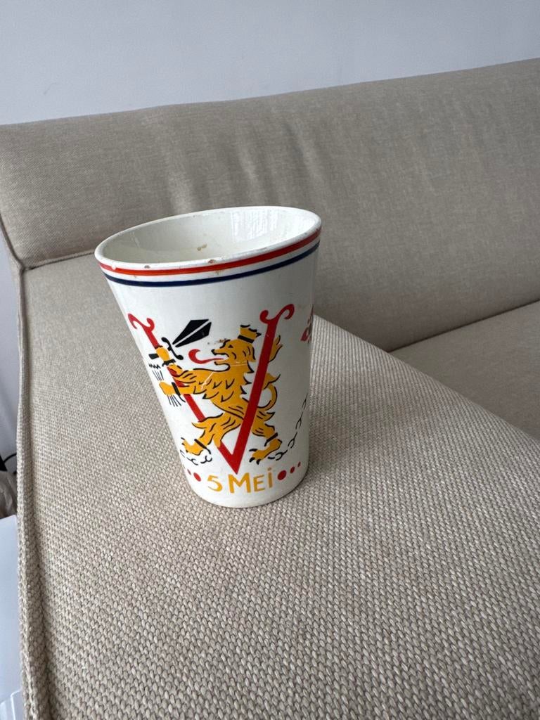 Vintage Bevrijdingsbeker 1945-1955 - Société Céramique, Ophalen of Verzenden