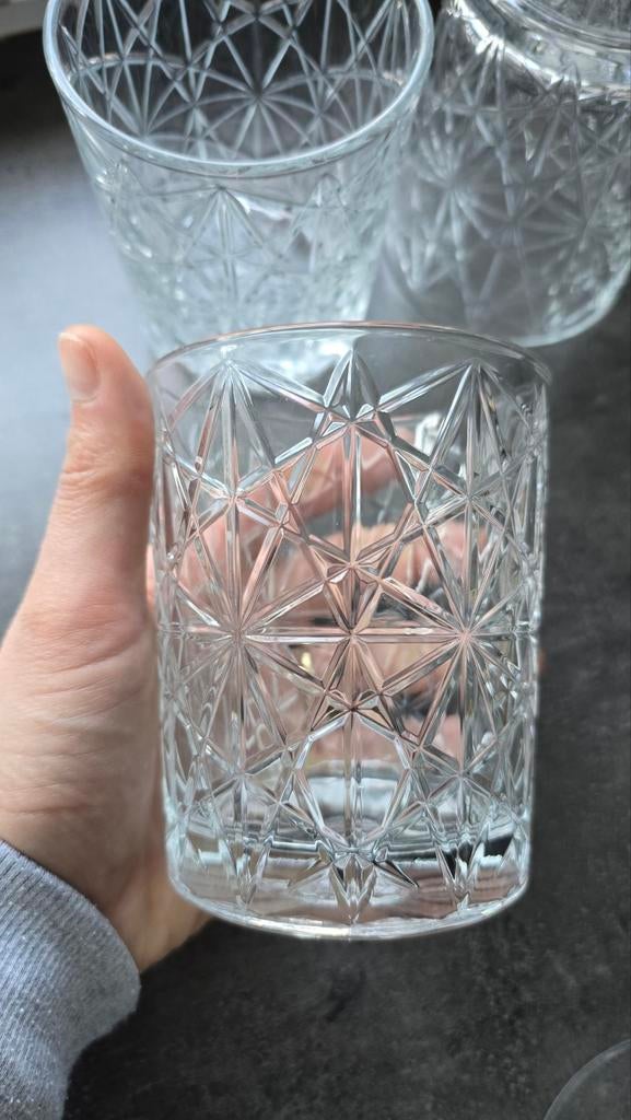 3 glazen met kristal detail, Ophalen of Verzenden