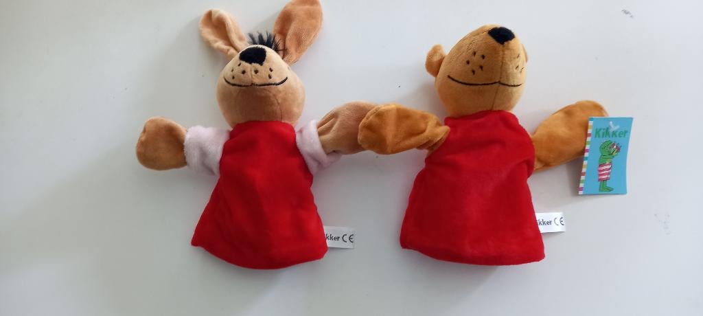 Poppenkast poppen haas en beer van Kikker en vriendjes., Ophalen of Verzenden, Nieuw, Beer