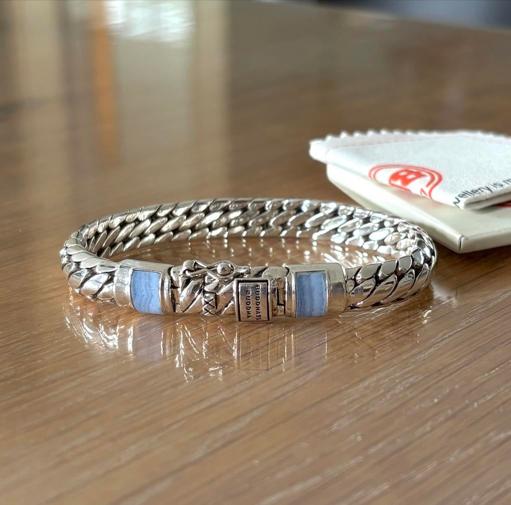 Buddha to Buddha Ben XS Blue Lace Agate armband 19 cm, Ophalen of Verzenden, Zo goed als nieuw, Met edelsteen, Zilver