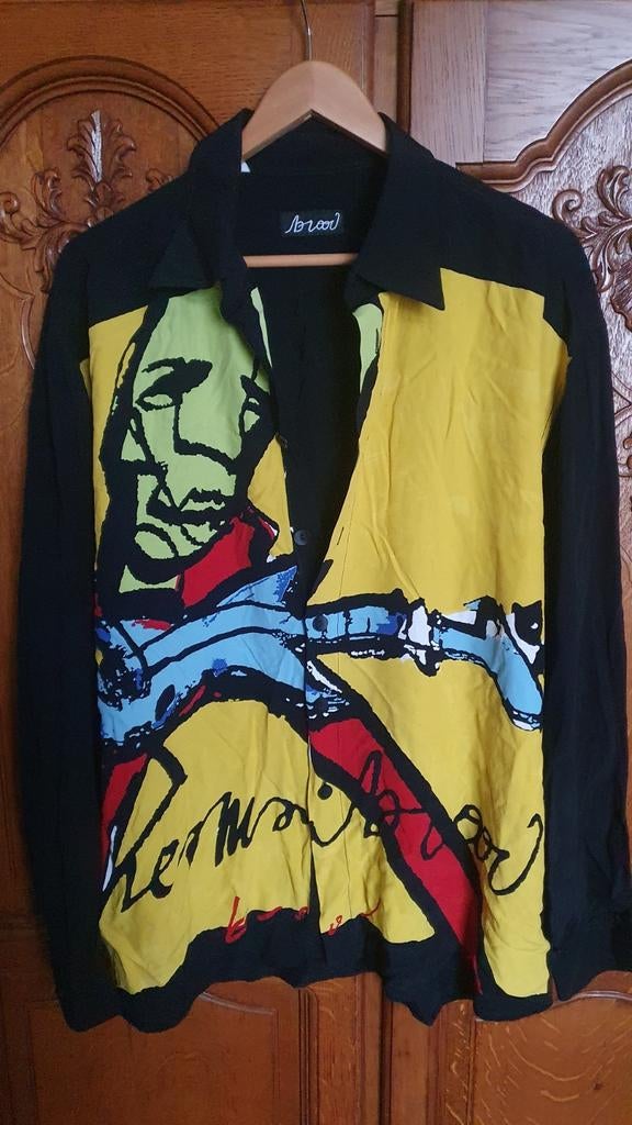 Herman Brood Overhemd Maat L weinig gedragen - Uniek Design, Zwart, Herman Brood, Ophalen of Verzenden, Halswijdte 41/42 (L)