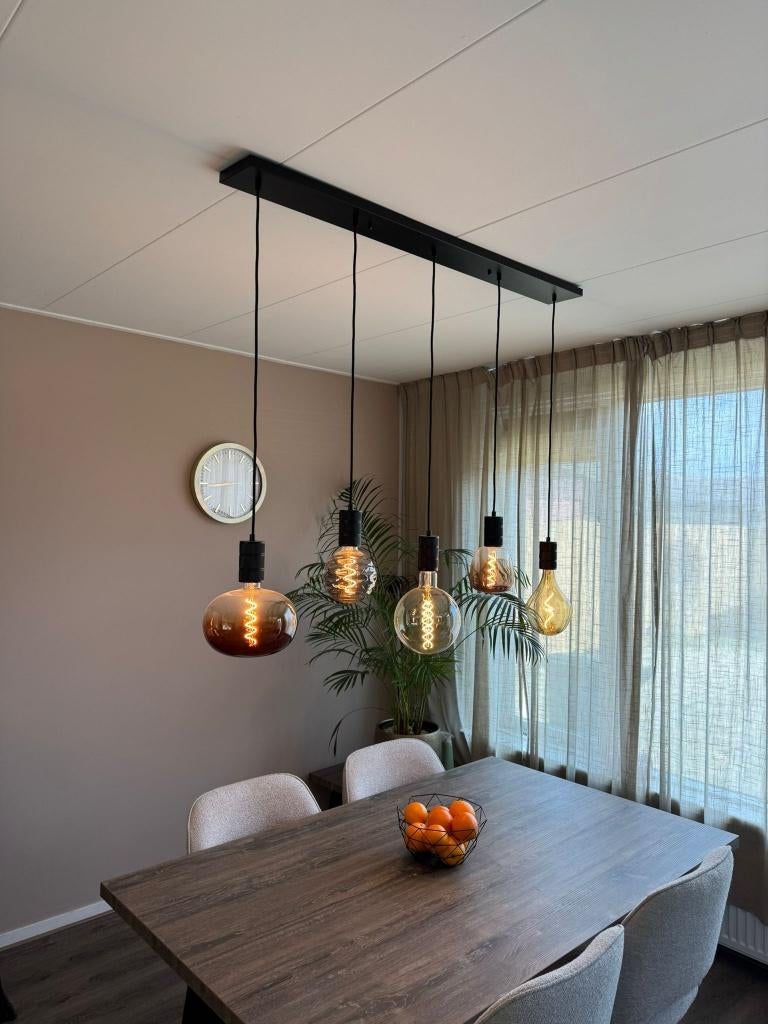 Hanglampen Set – 5 Lampen + Hanger – Zo goed als nieuw!, Ophalen, Zo goed als nieuw, Metaal, 50 tot 75 cm