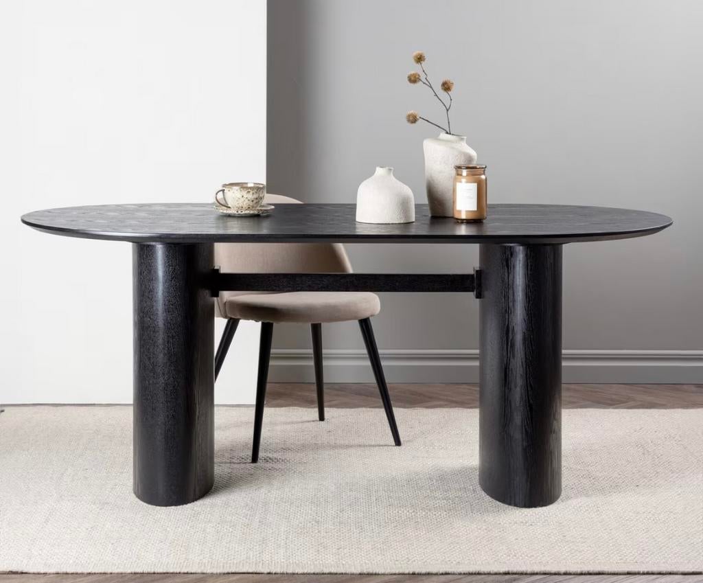 Eettafel ovaal zwart, Ophalen, Eikenhout, 50 tot 100 cm, Zo goed als nieuw