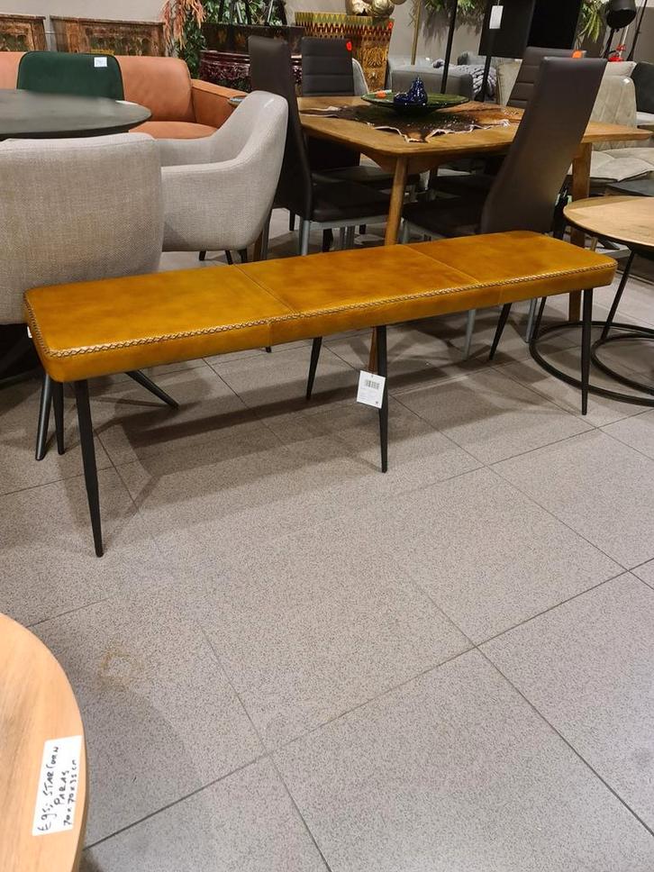 Nieuwe icathcers eetkamerbank interlagos leer cognac 160cm, Huis en Inrichting, Stoelen, Nieuw, Drie, Hout, Kunststof, Leer, Metaal