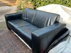 Zwarte leren bank van Hulshoff, Ophalen, Gebruikt, 150 tot 200 cm, Tweepersoons