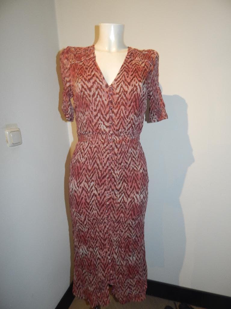 Dante 6 mooie door knoop jurk rode print goud lurex 3/40, Kleding | Dames, Verzenden, Zo goed als nieuw, Maat 38/40 (M), Dante 6