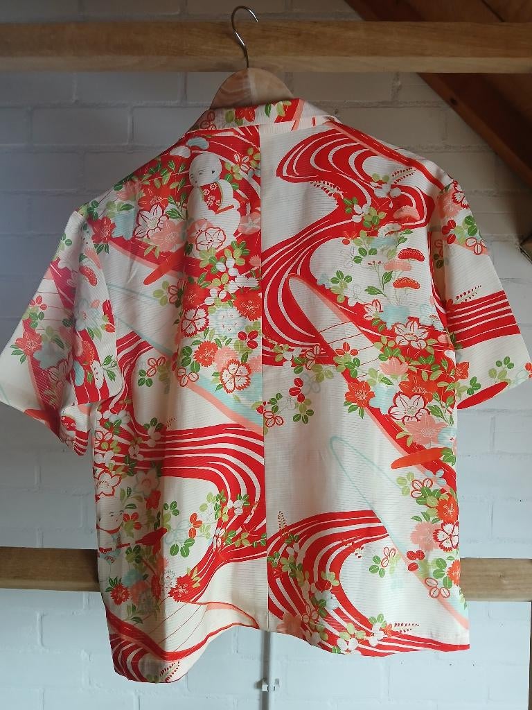 Handgemaakte Japanse Zomer kimono Blouse Rood, Antiek en Kunst, Antiek | Kleding en Accessoires, Ophalen of Verzenden