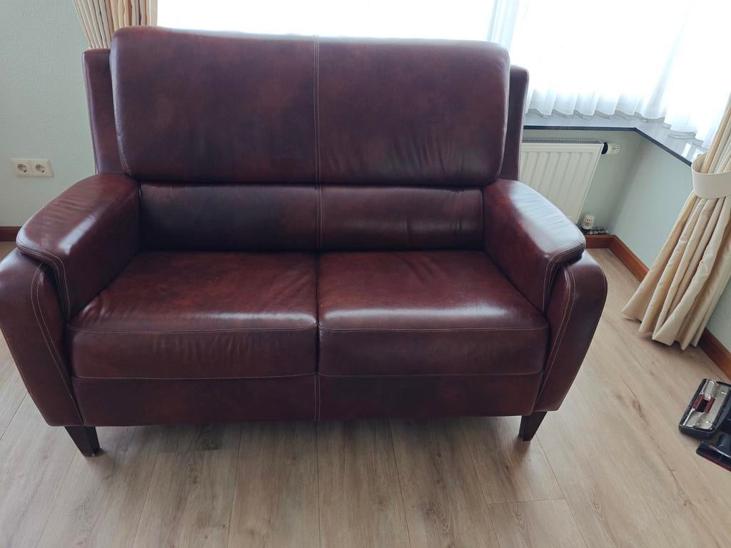 Comfortabele tweezitsbank van echt leer - Deurne, Ophalen, Gebruikt, Tweepersoons, Minder dan 150 cm