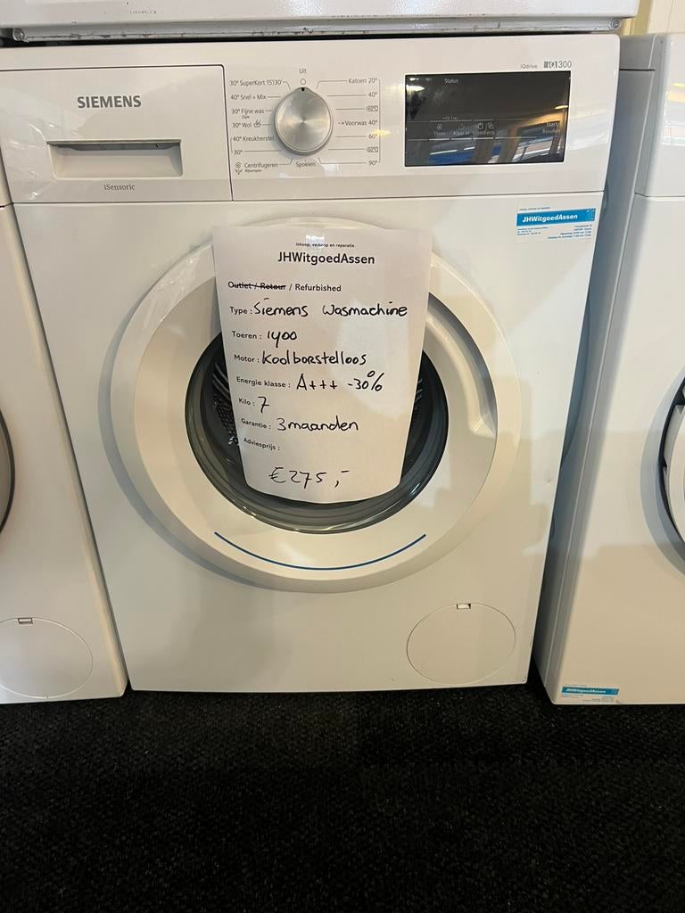 Siemens IQ300 wasmachine A+++ label Garantie en bezorgd., 1200 tot 1600 toeren, Minder dan 85 cm, 8 tot 10 kg, Refurbished