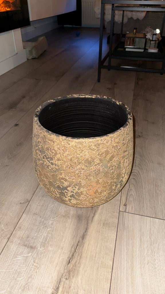 Plantenpot goud, Ophalen, Rond, Zo goed als nieuw, Aardewerk