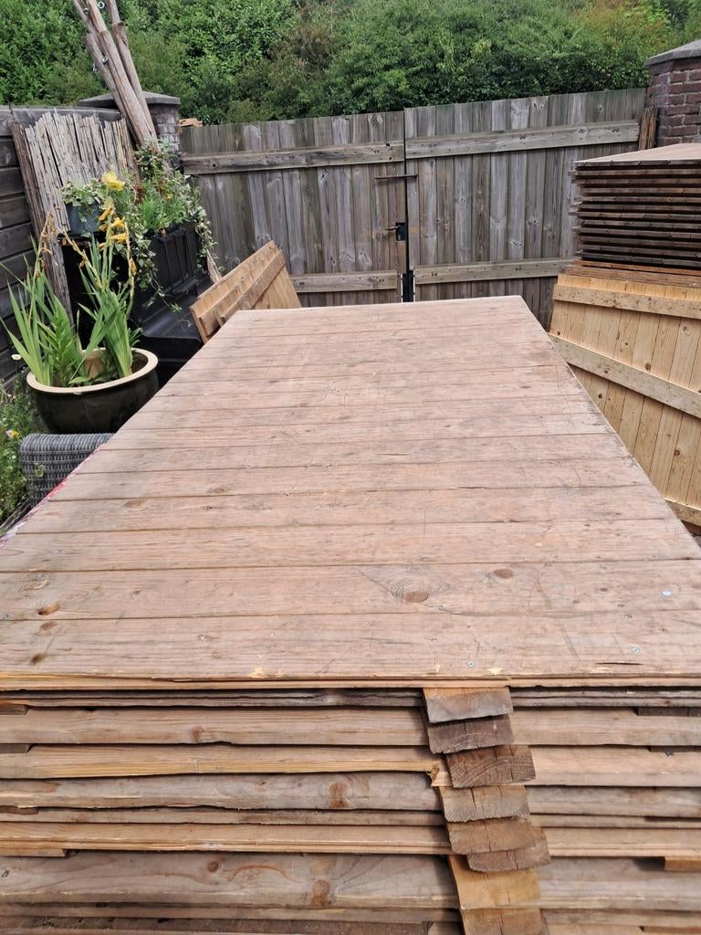 Houten vlonders 1x2m, van vurenhout, Ophalen, Gebruikt, 180 tot 250 cm, Planken