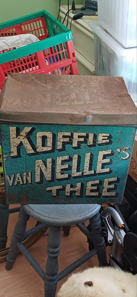 Oud Van Nelle's Thee blik groot vintage reclameblik, Verzamelen, Blikken, Ophalen, Gebruikt, Thee, Van Nelle