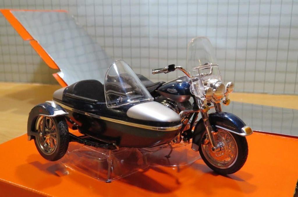 Harley Davidson sidecar zijspan FLHRCI 2001 1:18 blue, Maisto, May Cheong Group France S.A.S., Nieuw, Ophalen of Verzenden