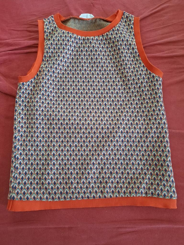 Cache Cache mouwloze top met patroon en oranje boorden, Kleding | Dames, Oranje, Ophalen of Verzenden, Zo goed als nieuw, Maat 36 (S)