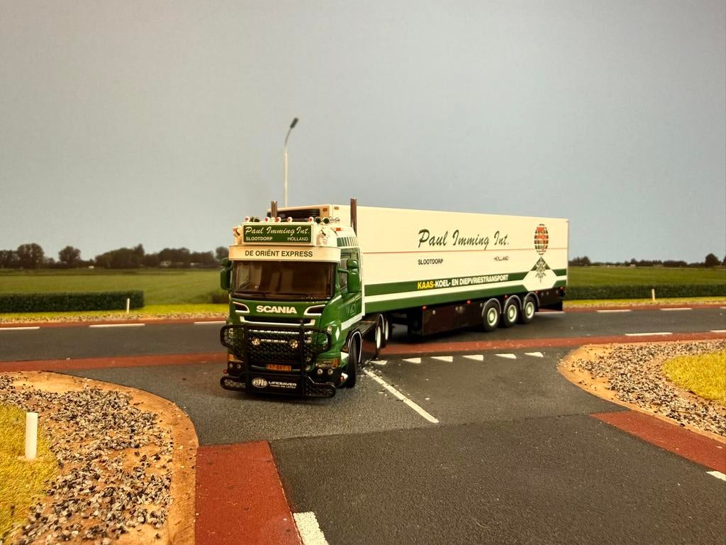 WSI Scania R6 Highline 6x2 3-as koelopl. Paul Imming 1:50, Ophalen of Verzenden, Nieuw, Bus of Vrachtwagen, Wsi