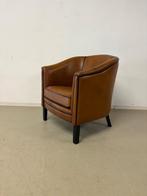 Engelse kuipfauteuil in duurzaam volnerf rundleder, Ophalen, Minder dan 75 cm, Nieuw, Leer