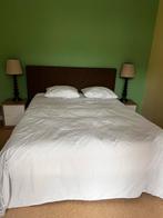 Tweepersoonsbed met matras - Bruin stoffen frame, Huis en Inrichting, Slaapkamer | Bedden, Ophalen, Gebruikt, Bruin, Tweepersoons