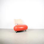 1x Leolux Pallone Fauteuil + Hocker Rood Leer + Wit Stof, Niet ingevuld, Niet ingevuld, 75 tot 100 cm, Ophalen of Verzenden