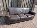 Gratis: 3-zit lederen bankstel, Huis en Inrichting, Ophalen, Gebruikt, Driepersoons, Rechte bank