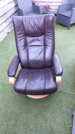 Comfortabele leren relaxfauteuil, donkerbruin, Gebruikt, Bruin, Klassiek, Comfort, Ophalen of Verzenden