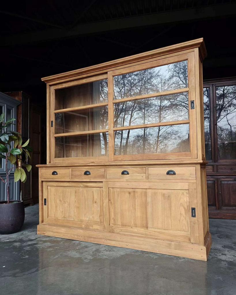 Teakhout Buffetkast | Winkelkast | Servieskast Vitrine #8686, Huis en Inrichting, Kasten | Buffetkasten, Niet ingevuld, Gebruikt