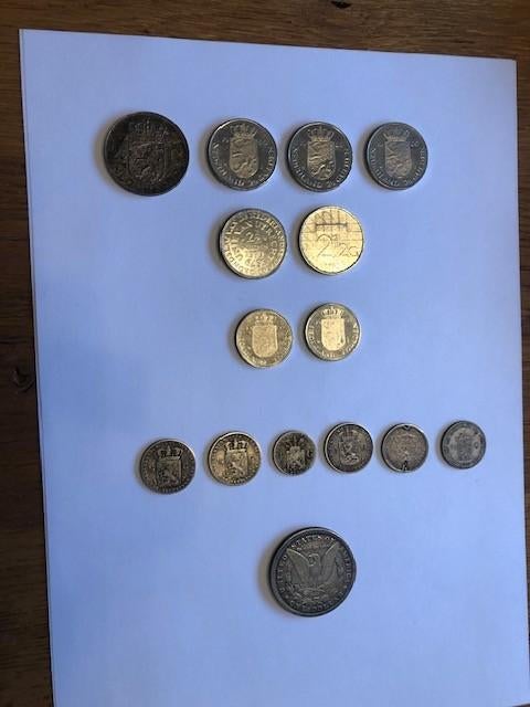Oude munten Nederland en US dollar, Ophalen, Zilver, Overige waardes, Koningin Wilhelmina