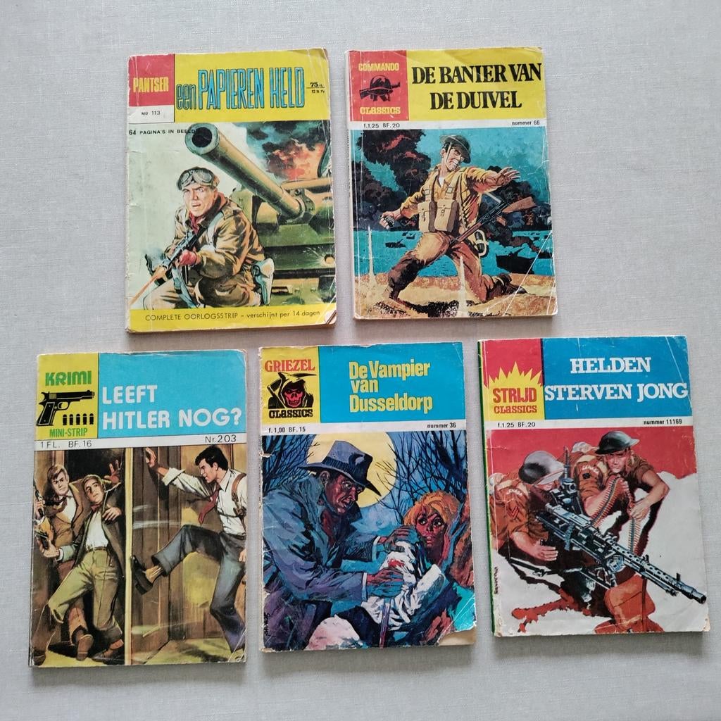 Griezel,Commando,Pantser,Krimi,Strijd,pockets,Classic,1970, Boeken, Stripboeken, Meerdere stripboeken, Ophalen of Verzenden, Gelezen