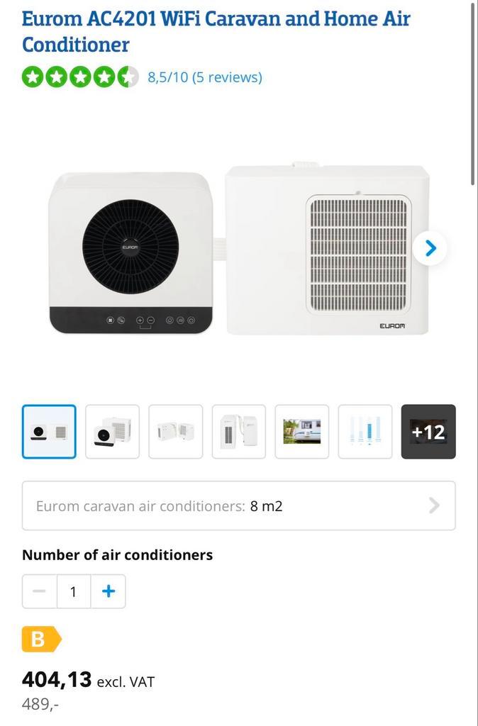 Eurom AC4201 WiFi Caravan en Home Airconditioner, Witgoed en Apparatuur, Airco's, Gebruikt, Mobiele airco, Minder dan 60 m³, Koelen en Ontvochtigen