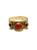 14k gouden ring met carneool, -, -, Ophalen of Verzenden, Zo goed als nieuw