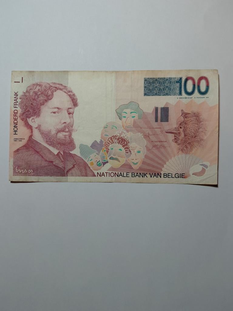 België 100 frank biljet - James Ensor (1995), Ophalen of Verzenden, Los biljet